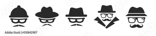 Spy icon vector or incognito icon, logo illustration