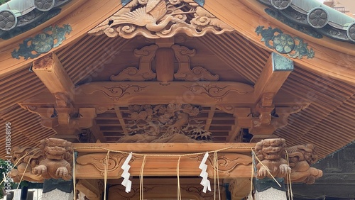 Detail of Japanese shrine architectures. Plum floral as their “Kamon”(family crest), the beautiful craftsmanships are the characteristic of the publicly loved landmark “Yushima Tenjin”. 2022/6/14