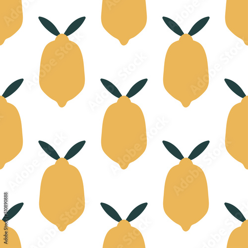 Simple mid century seamless pattern with yellow lemons