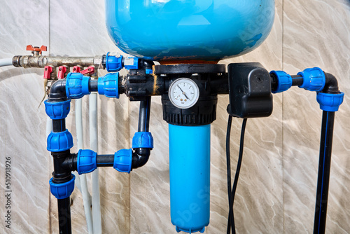 Pressure tank store and supply water to house under pressure with help of compressed air.