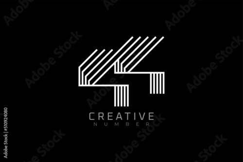 Number 44 Logo, modern and creative number 44 multi line style, usable for brand, anniversary and business logos, flat design logo template, vector illustration