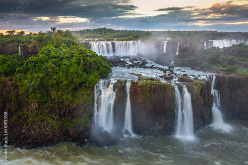 Iguacu falls in southern Brazil at dawn – long exposure and blurred waters