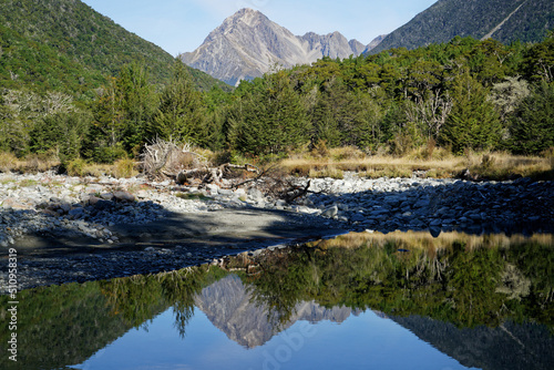 Mount Travers and the Travers river, Nelson Lakes National Park, Aotearoa / New Zealand.