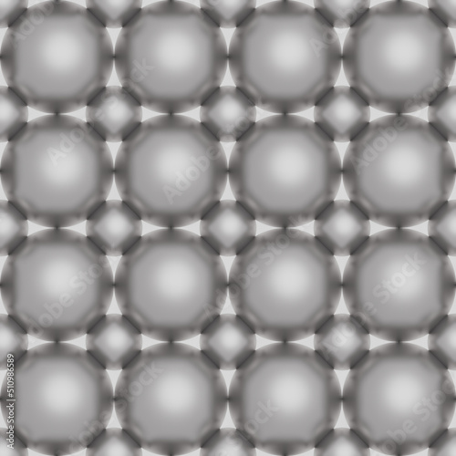 Metallic chrome spheres with shadows and reflections in rows and columns. Seamless repeating pattern for background or backdrop. 3d illustration