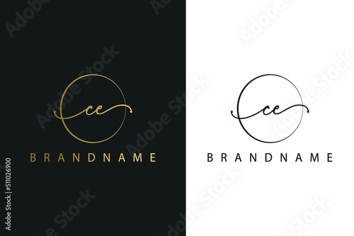 C E CE hand drawn logo of initial signature, fashion, jewelry, photography, boutique, script, wedding, floral and botanical creative vector logo template for any company or business.