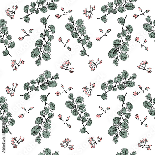  Floral seamless pattern with blossom flowers. Vector illustration for packaging, textile, wrapping paper, social media post etc. Minimalist style