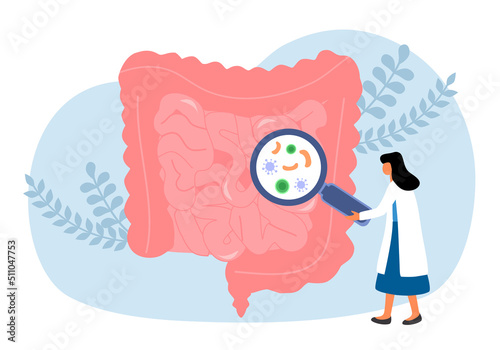 Intestine bacteria infection concept vector illustration.