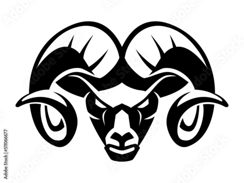 Ram Head, Fierce Stare Mascot Front View