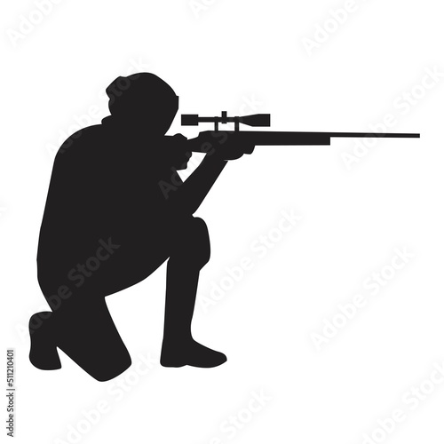 sniper shooting on the knee silhouette vector design