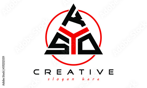SKO three letter creative triangle shape in circle logo design vector template. typography logo | Letter mark logo | initial logo | wordmark logo | minimalist logo | gaming logo | emblem logo 