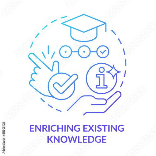 Enriching existing knowledge blue gradient concept icon. New information. Principle about learning abstract idea thin line illustration. Isolated outline drawing. Myriad Pro-Bold fonts used