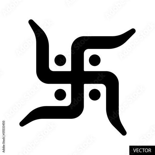 The Swastika symbol, Swastik, sacred symbol of Hindus of divinity and spirituality vector icon in flat style design for website design, app isolated on white background. Vector illustration.