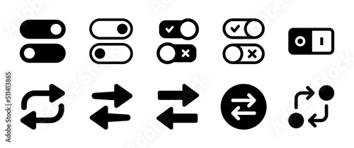 Switch icon vector set with toggle button and swap arrow symbol.