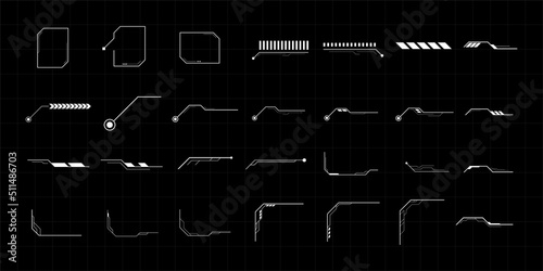 Sci-fi futuristic hud dashboard display virtual reality technology screen. Futuristic User Interface set. Statistics, data information infographic. Vector Illustration.