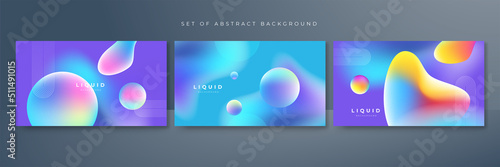 Set of colorful vivid vibrant gradient liquid fluid abstract background