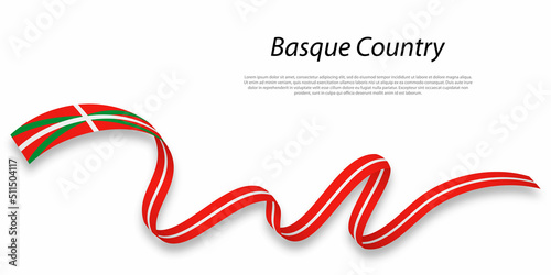 Waving ribbon or stripe with flag of Basque Country