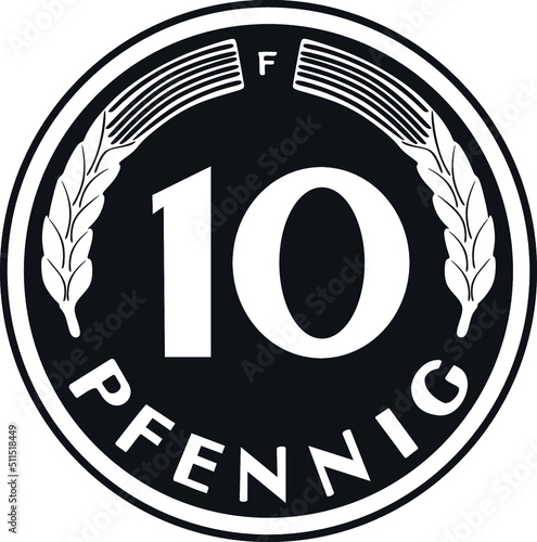 germany coin 10 pfennig vector design handmade