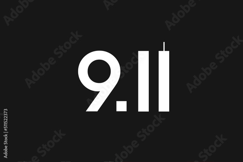 Patriot day, September 11, Remembering 9 11 . Illustration of the Twin towers representing the number eleven. We will never forget the terrorist attacks of september 11, 2001 