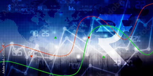 2D rendering illustration Rupee currency