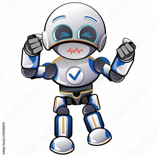 character mascot illustration of cute robot rady to fight
