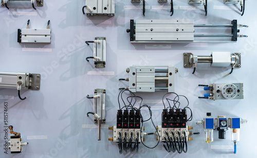 various type pneumatic equipment e.g. air cylinder and rotary pneumatic cylinder table manifolds solenoid valve filter regulator for automatic system or automation manufacturing process in industrial