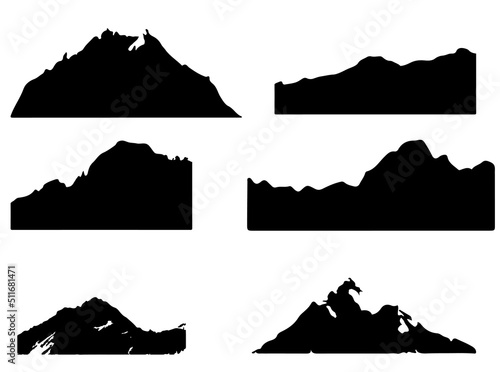 set of silhouettes of mountains