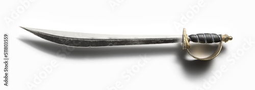 a pirate's cutlass sword isolated on white. 3D Rendering, illustration