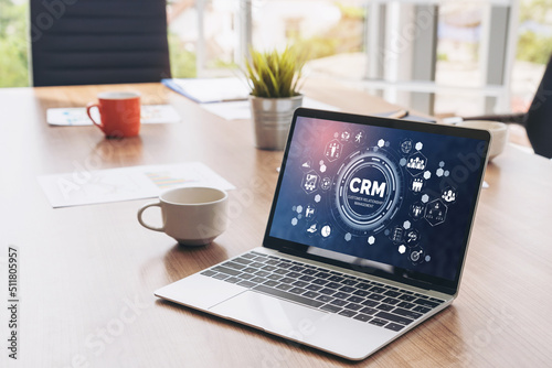 Customer relationship management system on modish computer for CRM business and enterprise