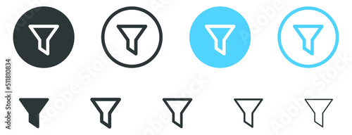 Filter icon, funnel icon, filtering icons, sorting icons - Ascending and descending sort icon sign - Filters icon button