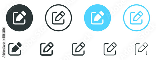 edit pen icon, create modify pen sign button, Pencil icon, sign up icon - editing text file document icons