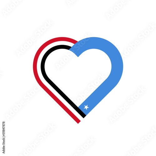unity concept. heart ribbon icon of yemen and somalia flags. vector illustration isolated on white background