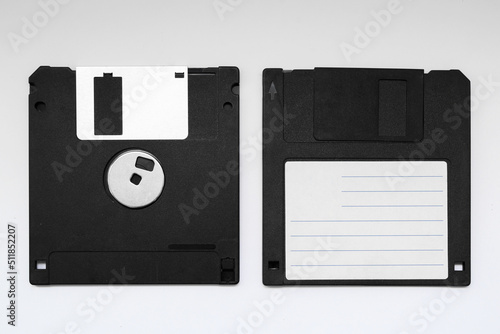 black floppy disk for an old computer on a white background