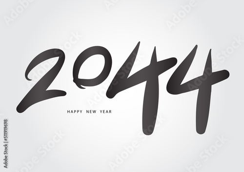 2044 year, happy new year 2044 vector, 2044 number design vector illustration, Black lettering number template