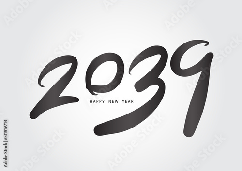 2039 year, happy new year 2039 vector, 2039 number design vector illustration, Black lettering number template