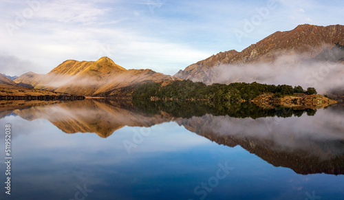 Moke Lake, near Queenstown, New Zealand, on an early winter morning. 