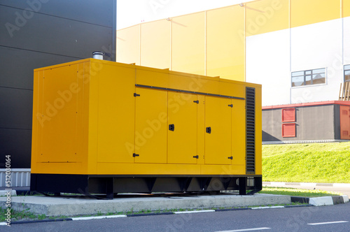 Stationary diesel generator for emergency power supply.
