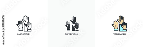 participation icon. Line, solid and filled outline colorful version, outline and filled vector sign. Idea Symbol, logo illustration. Vector graphics