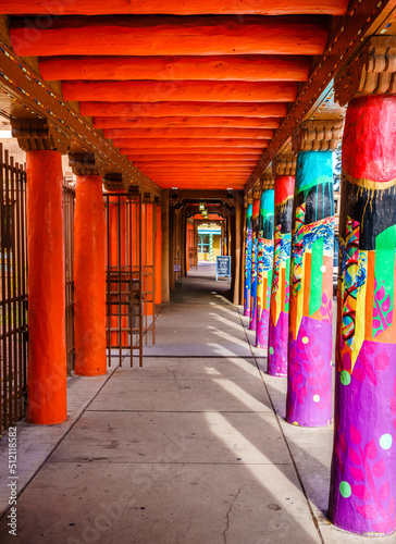 Colorful colonnade in Santa Fe