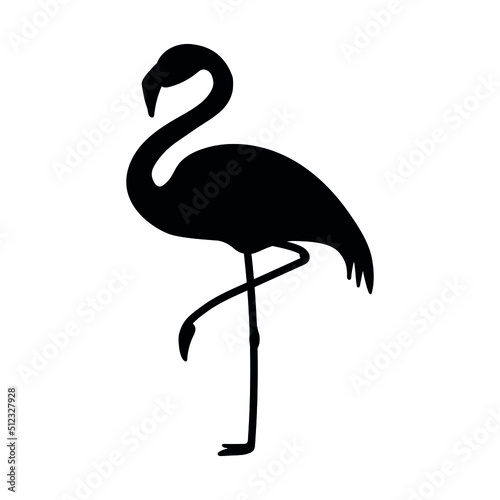 Vector flat flamingo silhouette isolated on white background