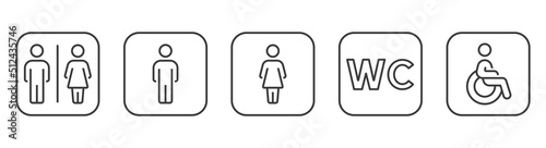 Bathroom symbol. WC symbols set. Bathroom signs vector