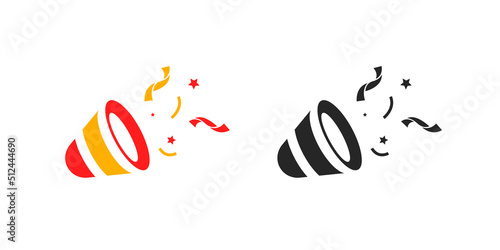 Confetti popper vector icon. Greeting firecracker with serpentine symbol.