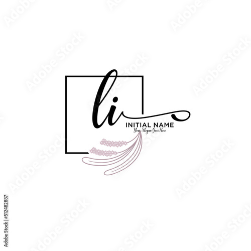 Initial letter LI beauty handwriting logo vector