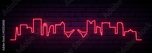 Red neon skyline of Fort lauderdale. Bright Fort lauderdale City long banner. Vector illustration.
