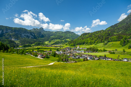 Idyllic village of Unken in summer, Pinzgau, Salzburger Land, Austria, Europe