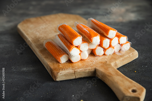 crab stick fresh seafood meal food snack on the table copy space food background rustic top view pescatarian diet 