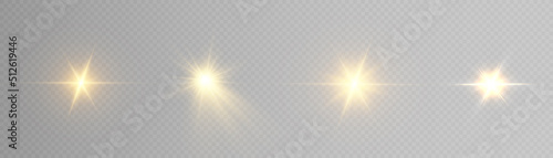 Light gold star png. Light sunshine. Light burst of bright light effect png. Vector 10 eps