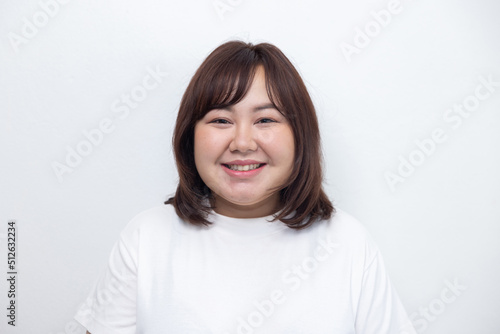 Isolated Chubby Woman with Smiling Face
