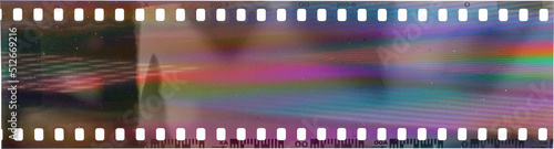 start of 35mm negative filmstrip with cool scanning light interferences