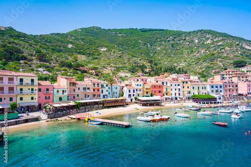 Giglio Porto on Giglio Island, Tuscany, Italy, Near Monte Argentario and Porto Santo Stefano, Giglio island is one of seven form the Tuscan Archipelago. A paradise for snorkeling diving