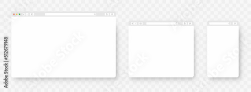 Blank web browser illustration. Sample frame design Internet. Empty web page mockup with toolbar. Blank template. Website template design. Mockup for web site. Vector illustration